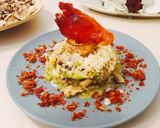 A picture of step 4 of Vegetable Risotto with Manchego Cheese and Crispy Ham.