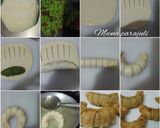 A picture of step 3 of Matar stuffed sweet khaja.