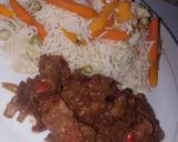 A picture of step 5 of White rice with veggies and stew.