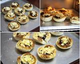 A picture of step 3 of Bbq Paneer in toasted cups.