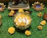 A picture of step 4 of Motichoor Ladoo Ice cream sponge cake pudding.
