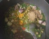 A picture of step 3 of Singhada and green chana curry.