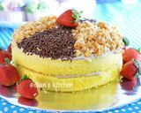 Foto langkah ke 4 dari resep Bolu Jadul Kukus, Topping Nougat & Coklat.