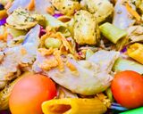 Foto del paso 8 de la receta: ENTRADA FRÍA DE FIDEOS MOSTACHOL Y POLLO (con condimento cremoso y crutones) 🥗🥙🥗