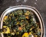 A picture of step 4 of Chaulai (amaranths) saag.