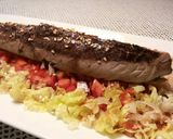 Foto del paso 8 de la receta Solomillo de bonito listado al punto, con tomates marinados y corazón de lechuga escarchada