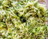 A picture of step 2 of Greek Zucchini Fritters "Kolokythokeftedes" 🇬🇷 💛❤️💛❤️💛❤️💛❤️💛.
