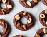 A picture of step 7 of Christmas Wreath Cookies [Chocolate Spritz].