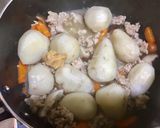 A picture of step 6 of Japanese Taro-Potato with Chicken and Miso.
