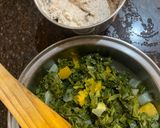 A picture of step 3 of Muli ka saag (Radish Leaves) with Peanut.