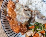 Foto langkah ke 10 dari resep ✨Chicken Schnitzel Pedas With Mushroom Sauce✨.
