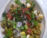 A picture of step 8 of Barnyard Milet (Bhagar) Mung bean papadi chat.