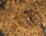 A picture of step 6 of Maqlooba rice.