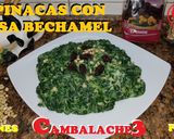 Foto del paso 7 de la receta Espinacas con salsa bechamel pasas y piñones