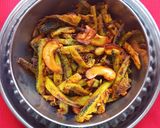 A picture of step 3 of Bitter guards and cashew dry Subji (kaju karela Subji).