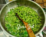 A picture of step 1 of Cowpea Beans Hari Pyaaz and Aloo Methi.