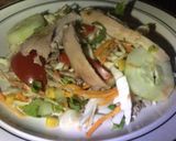 A picture of step 8 of Fried rice and chicken salad.