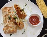 A picture of step 7 of Veggie Chapati wraps.