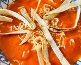 A picture of step 7 of Sopa Azteca (without chicken).