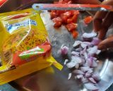 A picture of step 1 of Veg cheezy maggi franky.