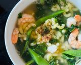 Hình bước làm 4 của món Nui Nấu Tôm & Rau Xanh
