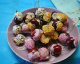 A picture of step 3 of White Chocolate dipped Cherries.