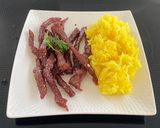A picture of step 3 of Fried Sun Dried Beef 🥩.