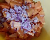A picture of step 1 of Papaya salsa.