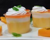 A picture of step 5 of Cream Custard shots with orange sauce.