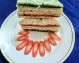 A picture of step 4 of Tri colour sandwich.