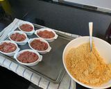 A picture of step 2 of Rhubarb Crumble - with Port Wine.