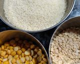 A picture of step 1 of Samak rice and Chanadal dosa.