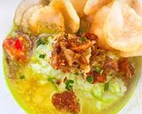Foto langkah ke 5 dari resep Bubur Ayam Oat Kuah Kuning.