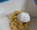 A picture of step 2 of Salsa stuffed Corn Tamales.