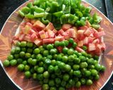 A picture of step 1 of Veg Pulav with Fruit Raita.