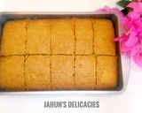 A picture of step 3 of Basbousa Semovita/Semolina Cake.