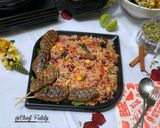Beetroot,carrot rice with beef Kebabs(Arabian style)matakin girki9 hoto