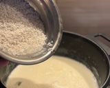 A picture of step 2 of Payesh (kheer).