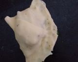 A picture of step 3 of Samosa Chat with Laal chutni.