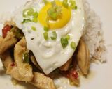 A picture of step 3 of Yui inspired chicken and peppers.