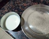 A picture of step 1 of Buckwheat firni with flavoured Gond katira or Badam pisin.