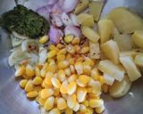A picture of step 1 of Potato corn curd salad.