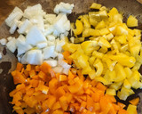 A picture of step 1 of Mexican black bean and sweetcorn soup.