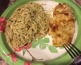 A picture of step 7 of Parmesan Crusted Chicken with Garlic Herb Noodles.
