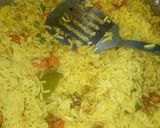A picture of step 3 of Fried rice with Irish &meat sauce.