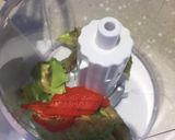 A picture of step 2 of Green Veg with a Creamy Avocado & Charred Chilli Dressing.