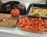 Foto del paso 1 de la receta Ensalada templada de tomate rosa, berenjena y jamón
