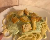 Brokkolis tészta kenyérkockákkal recept fázis 5 fotója