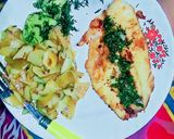 A picture of step 4 of Italian Grill Fish with Skin Potatoes Salad and thyme dill Sauce.
