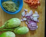 A picture of step 1 of Eggplant or brinjal rice.